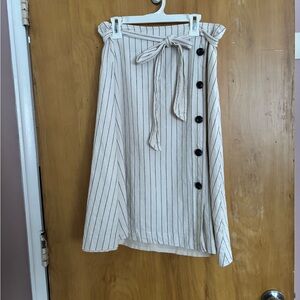 Ann Taylor Cream and Black Striped A-Line Skirt